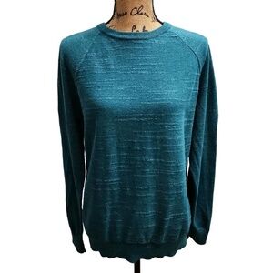 J.Crew Womens Size Large Raglan Budded Crewneck Sweater Long Sleeve‎ Blue/Green